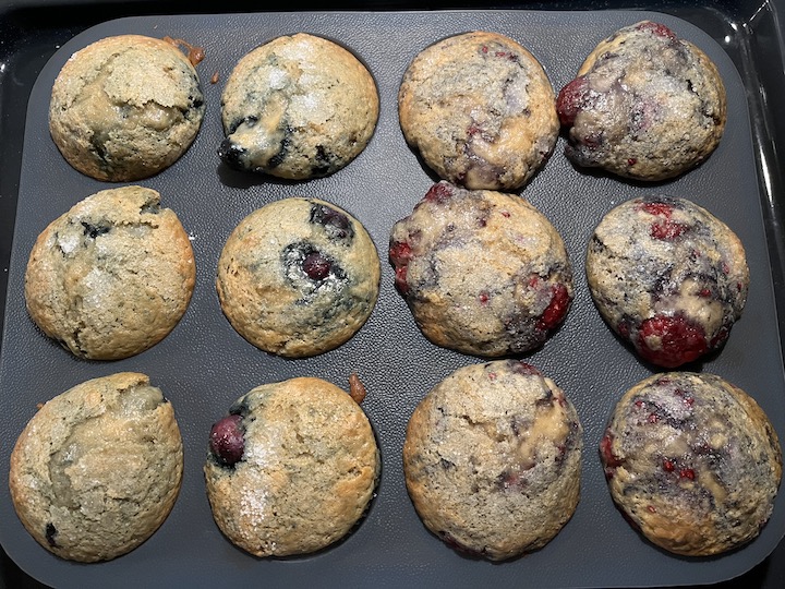 Raspberry and blueberry muffins